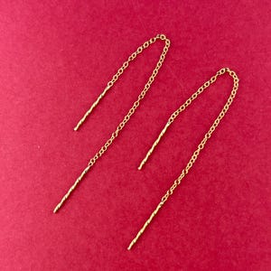 9ct Gold Twisted Pull Through Drop Dangle Threader Earrings