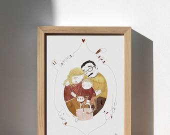 18X24 CM FUMETTO Acquerello ritratto personalizzato