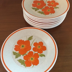 Set of 6 Fire Flower Bread Dessert Plates Temperware by Lenox Stoneware