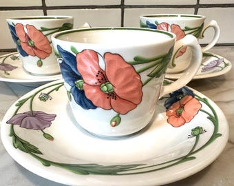 Villeroy & Boch AMAPOLA Cup and Saucer Set of 2~ Excellent