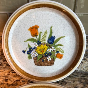 Pair of Mikasa Stone Manor &quot;Garden Bouquet&quot; Salad / Dessert Plates F5815