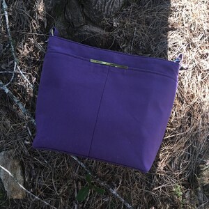 Royal Purple Canvas Shoulder Tote Bag with Magnetic Closure