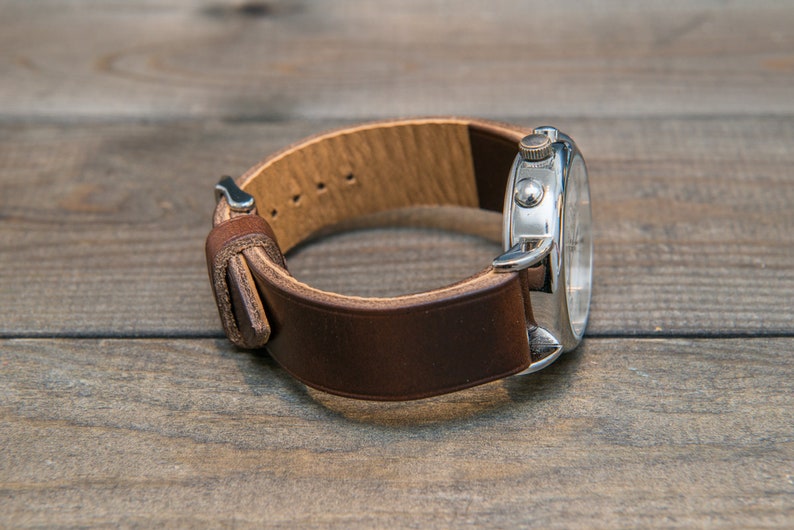 Horween Leather Watch Band Dark Brown Chromexcel Watch Etsy