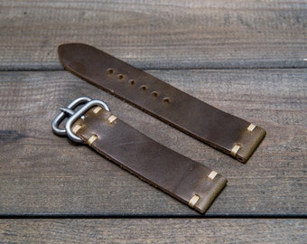 Horween Leather Watch Band, Olive Vintage Chromexcel, watch strap. Handmade in Finland, 16, 17 , 18, 19 , 20, 21 , 22, 23 , 24, 25, 26 mm