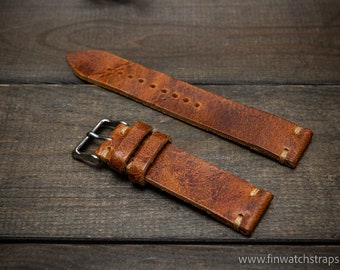 Leather watch Band, suede UK premium leather watch strap Handmade in Finland: 10-26 mm