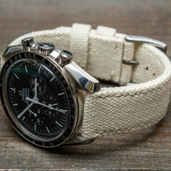 Bracelet de montre en toile vintage, toile lavée, largeur de la montre 19-24 mm, fait à la main en Finlande.
