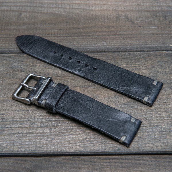 Vintage leather watch band, watch strap, suede Crazy Cow. Handmade in Finland -16, 17, 18, 19, 20, 21, 22,23,24 mm.