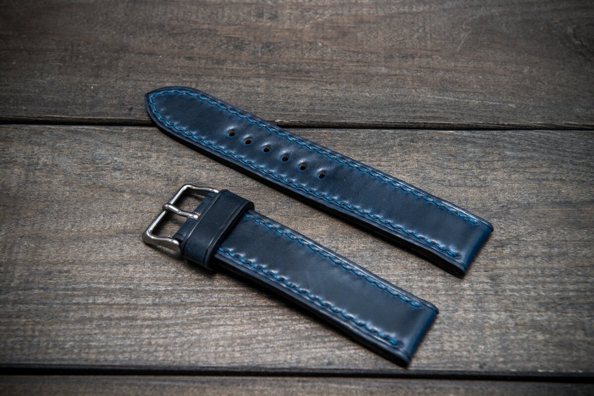 Shell Cordovan Night Blue Leather Watch Band Watch Strap | Etsy
