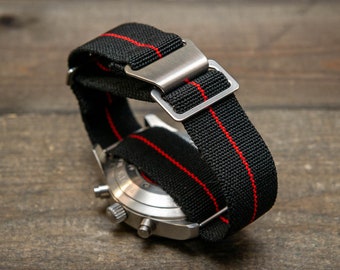 Bracelet de montre élastique en nylon, bracelet de montre réglable Marine Nationale Parachute, 20 mm, 22 mm