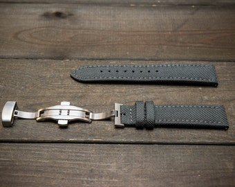 Bracelet de montre imperméable en toile Cordura, doublées d'éco-cuir Lorica par FinWacthStraps®