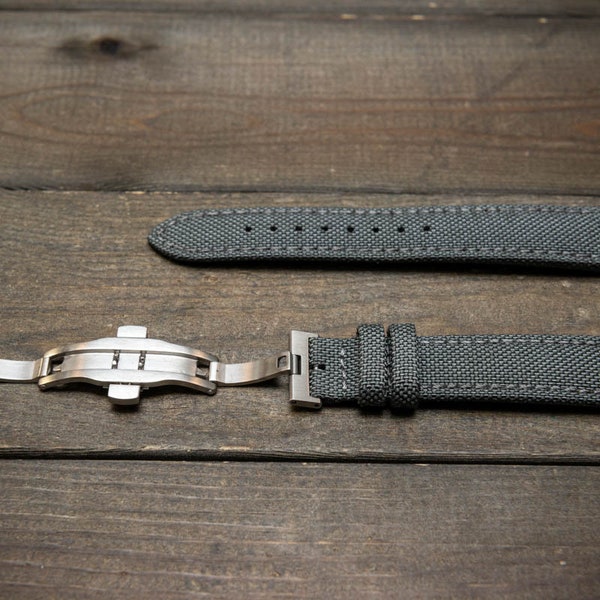 Bracelet de montre imperméable en toile Cordura, doublées d'éco-cuir Lorica par FinWacthStraps®