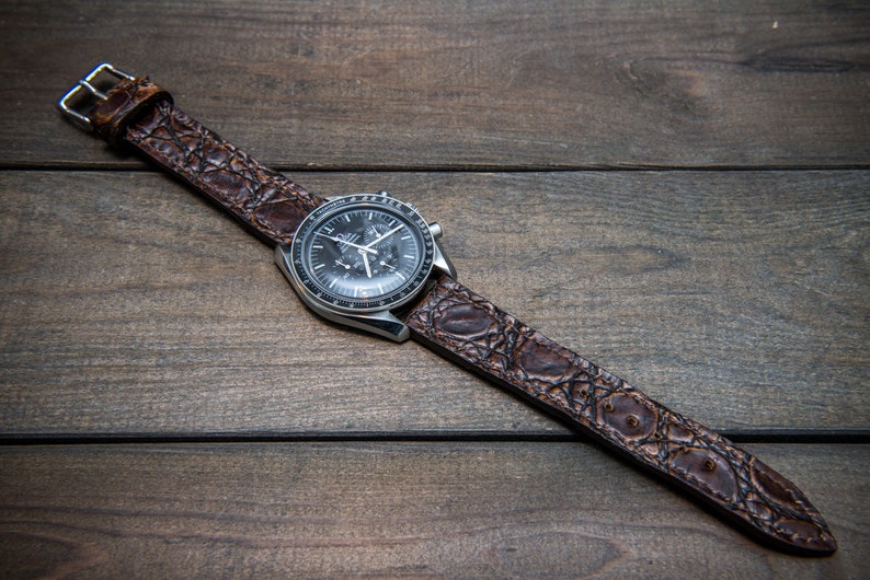 Alligator Watch Strap Vintage Brown Handmade in Finland | Etsy