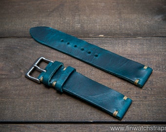 Leather watch strap, Badalassi Ortensia wax watch band for Omega and vintage watches. Handmade in Finland 10mm-26 mm.