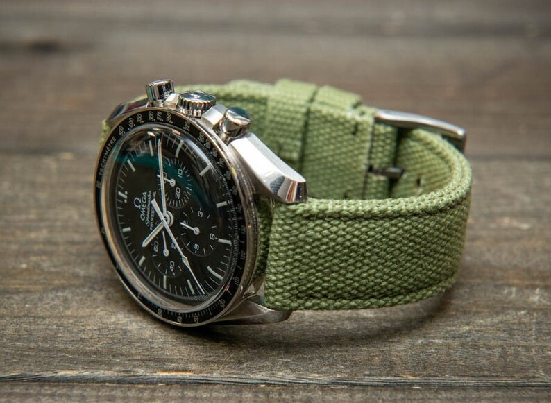 Bracelet de montre en toile vintage, toile lavée, largeur de montre 18-24 mm, fabriqué à la main en Finlande. image 1