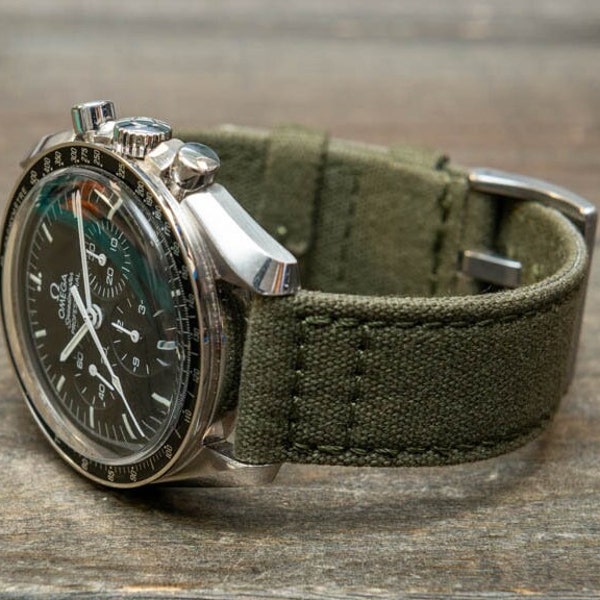 Armee-Premium-Canvas-Uhrenarmband, Canvas-Uhrenarmband. Handgefertigt in Finnland – 20 mm, 22 mm.