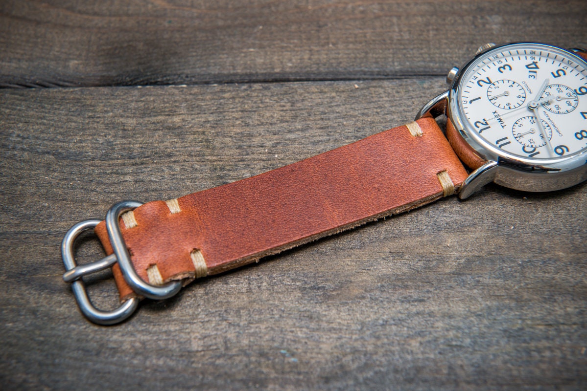 Leather Watch Band Horween Dublin Cognac Leather Watch Strap - Etsy