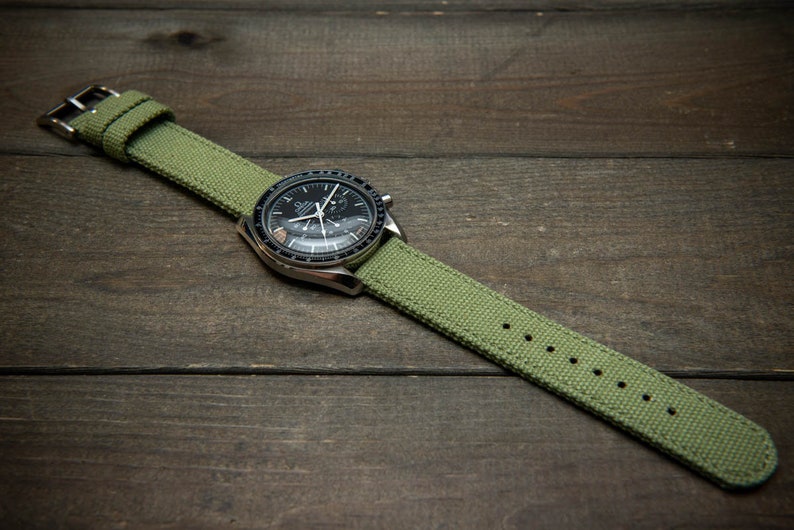 Vintage canvas watch strap, washed canvas, watch width 18-24 mm, handmade in Finland.