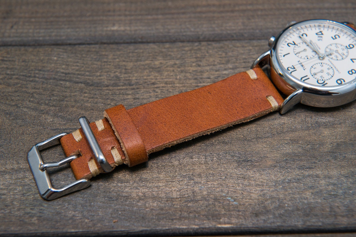 Leather Watch Band English Tan color Horween leather watch | Etsy