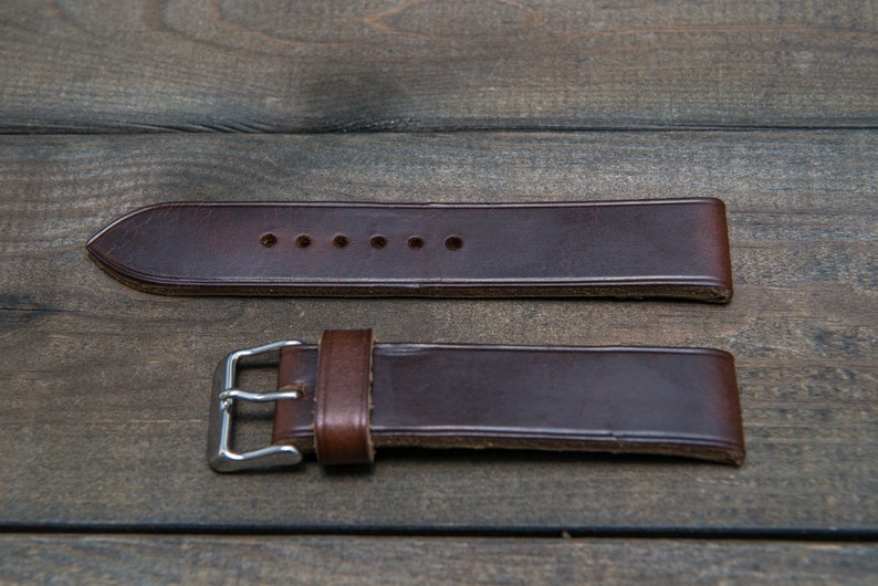 Horween Leather Watch Band Dark Brown Chromexcel Watch Etsy