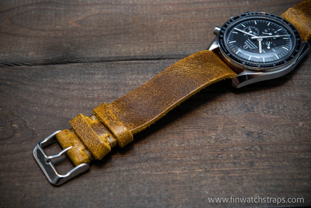 One-piece Leather Watch Band, Watch Strap, Suede Ginger. Handmade in ...