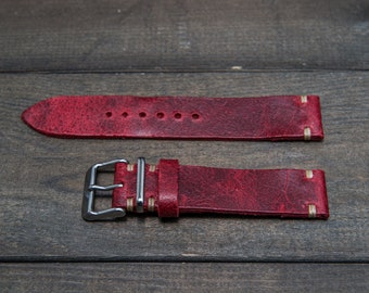 Vintage leather watch band, watch strap,  suede Crazy Cow. Handmade in Finland - 16, 17, 18, 19, 20, 21, 22, 23, 24 , 25, 26 mm.