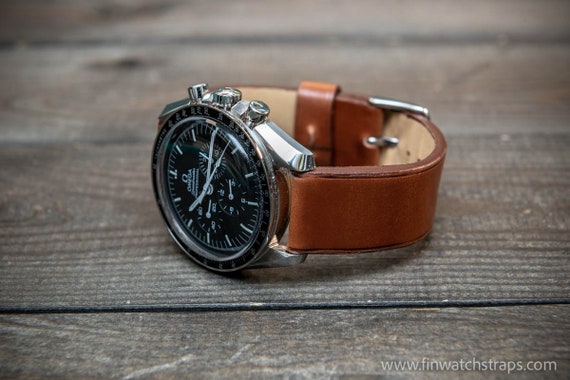 Shell Cordovan leather watch strap, Dark Brown. Handmade in Finland - 10-26  mm