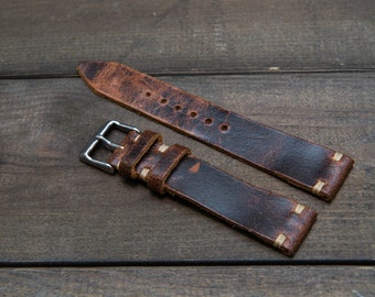 Vintage Leather Watch Band Watch Strap Crazy Cow. -