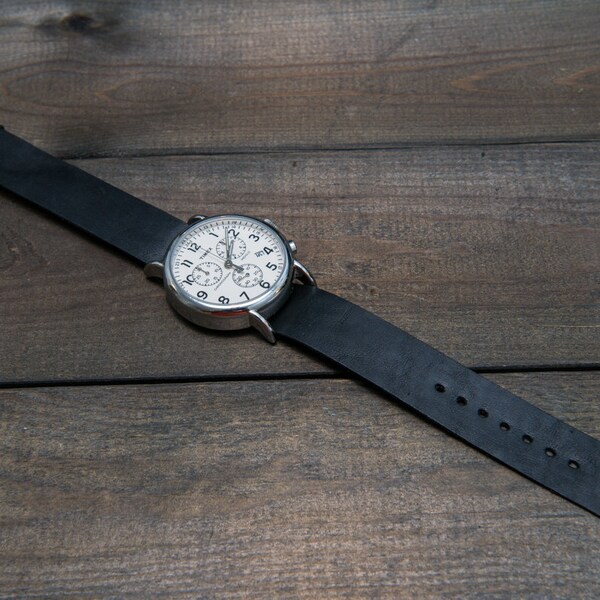 Horween Leder Uhrenarmband, Horween Phantom wasserdicht braun Lederarmband, handgefertigt in Finnland, 16mm, 18mm, 20mm, 22mm, 24mm, 26mm