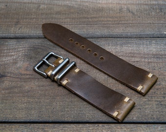Horween Leather Watch Band, Olive Vintage Chromexcel, watch strap. Handmade in Finland, 16, 17 , 18, 19 , 20, 21 , 22, 23 , 24 mm.