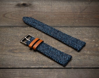 Uhrenarmband, Uhrenarmband aus HARRIS TWEED®. Handgefertigt in Finnland – 18 mm, 19 mm, 20 mm, 21 mm, 22 mm. Weltweiter Versand.