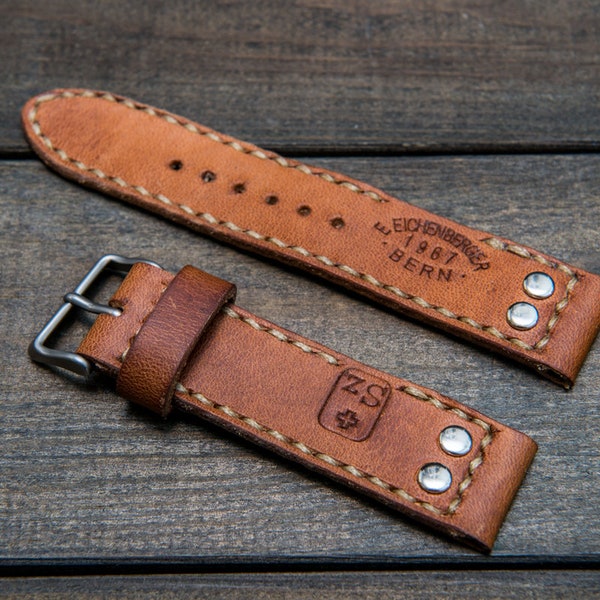 Vintage Swiss Ammo Watch strap, thickness 2,5-4 mm, made on Swiss army pouches dates back to 1930-1980th 16,17,18,19,20,21,22,23,24,25,26mm