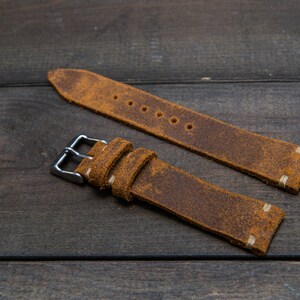 Vintage leather watch band, watch strap, Handmade in Finland - 10, 12, 14, 16, 17, 18, 19, 20, 21, 22, 23, 24 , 25, 26 mm.