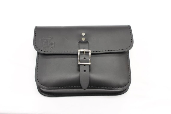 Dyna Battery Bag Hand Made in USA Black Cowhide Leather BOLT ON