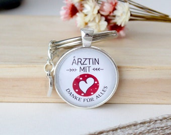 Doctor gift, doctor with heart keychain, thank you for everything, small thank you for the doctor