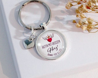Doctor gift, doctor with heart keychain, thanks for everything, small thank you for the doctor