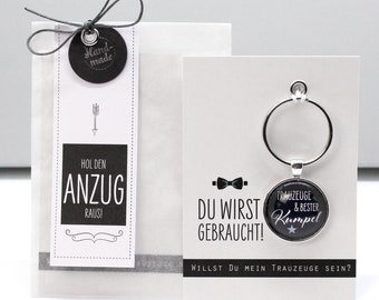 Trauzeugen Geschenk, Schlüsselanhänger mit cooler Karte bezaubernd verpackt!