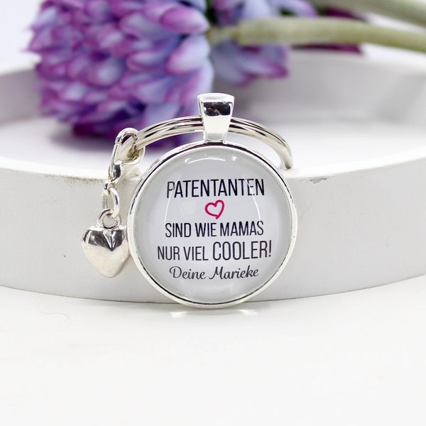 Patentante Geschenk, personalisierter Schlüsselanhänger mit lustigem Spruch