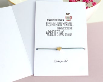 16 carat gold-plated heart friendship bracelet | Colleague gift bracelet with enchanting card | Birthday - farewell gift