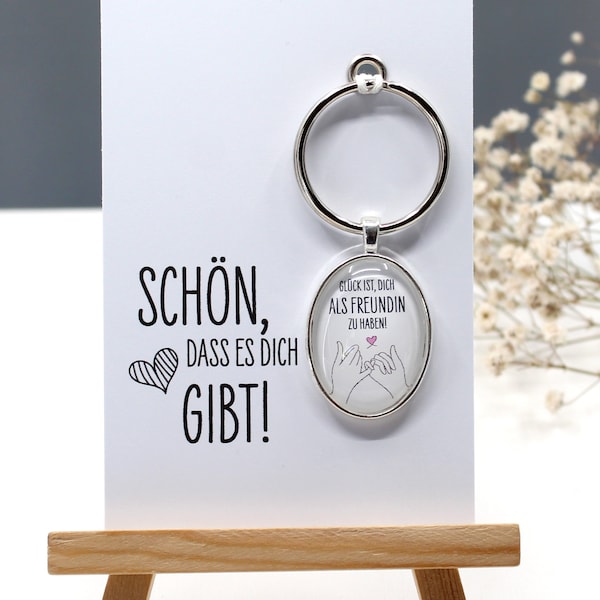 Vriendinnencadeau, sleutelhanger voor de beste vriendin in een cadeauset met kaartje