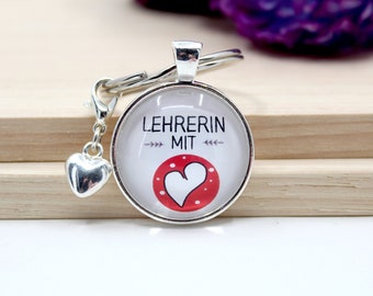 Teacher gift, teacher with heart keychain