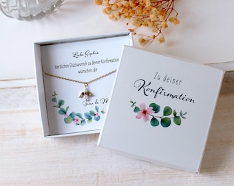 Cadeau de confirmation pour les filles | Coffret cadeau personnalisé | Chaîne d'ange en acier inoxydable plaqué argent en option plaqué or | Cadeau de communion