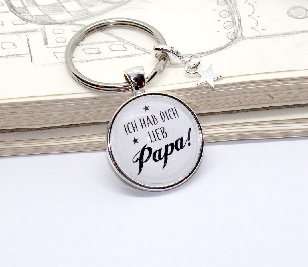 Schlüsselanhänger Papa, Geschenk für den Vater, hab dich lieb Papa, wir