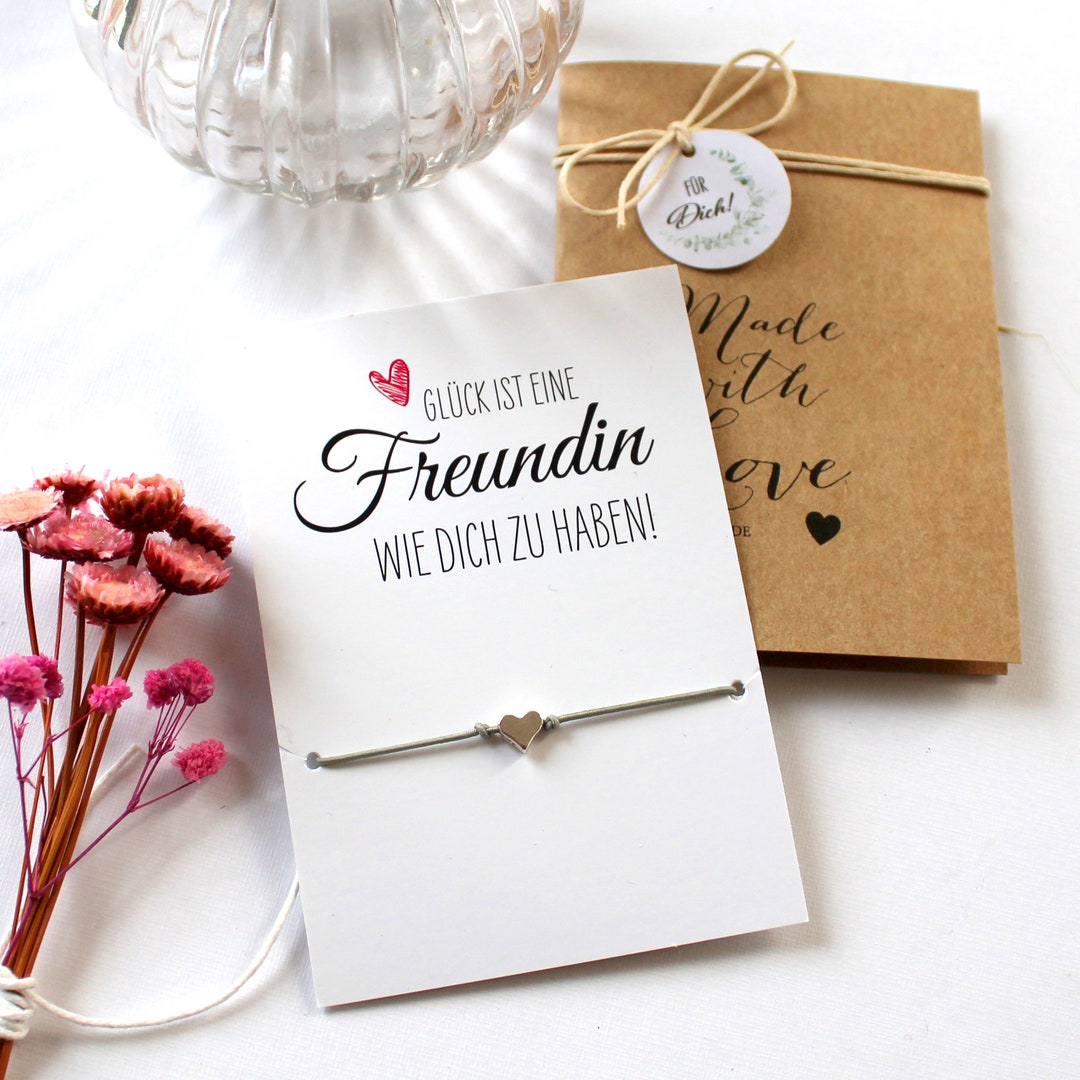 Freundin Armband mit Karte Freundschaftsarmband mit Herz Etsy.de