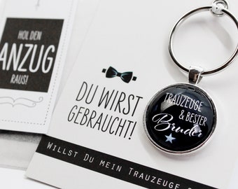 Trauzeuge und Bruder Geschenk, Schlüsselanhänger mit cooler Karte bezaubernd verpackt!