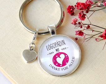 Speech therapist gift, keychain for the speech therapist with heart