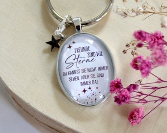 Girlfriend gift | Friends are like stars | Oval keychain in a gift set