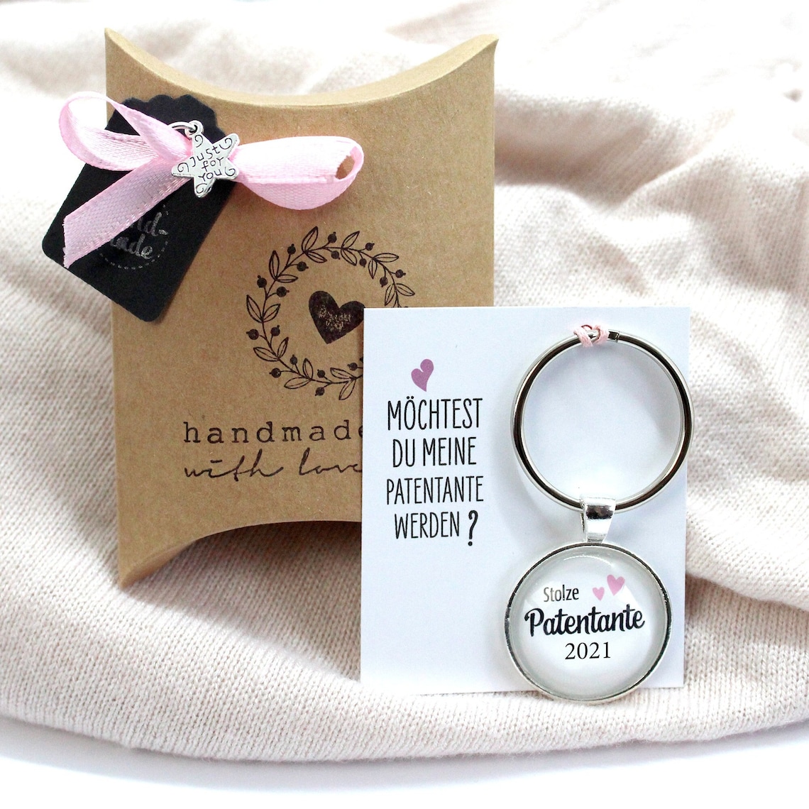 Scinzene Patentante Geschenkset - Karte Mit Holz-Anhänger Für Die Paten-Frage