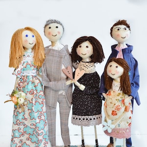 Anniversary Gifts Custom Family Portrait Unique Family portrait doll, dolls set, Handmade decor doll, Personalized Family Dolls