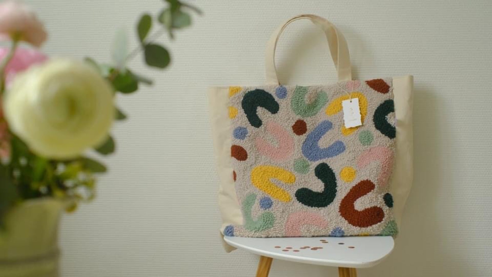Punch Needle Tote Bag Punch Needle Abstract Pattern Tote Etsy
