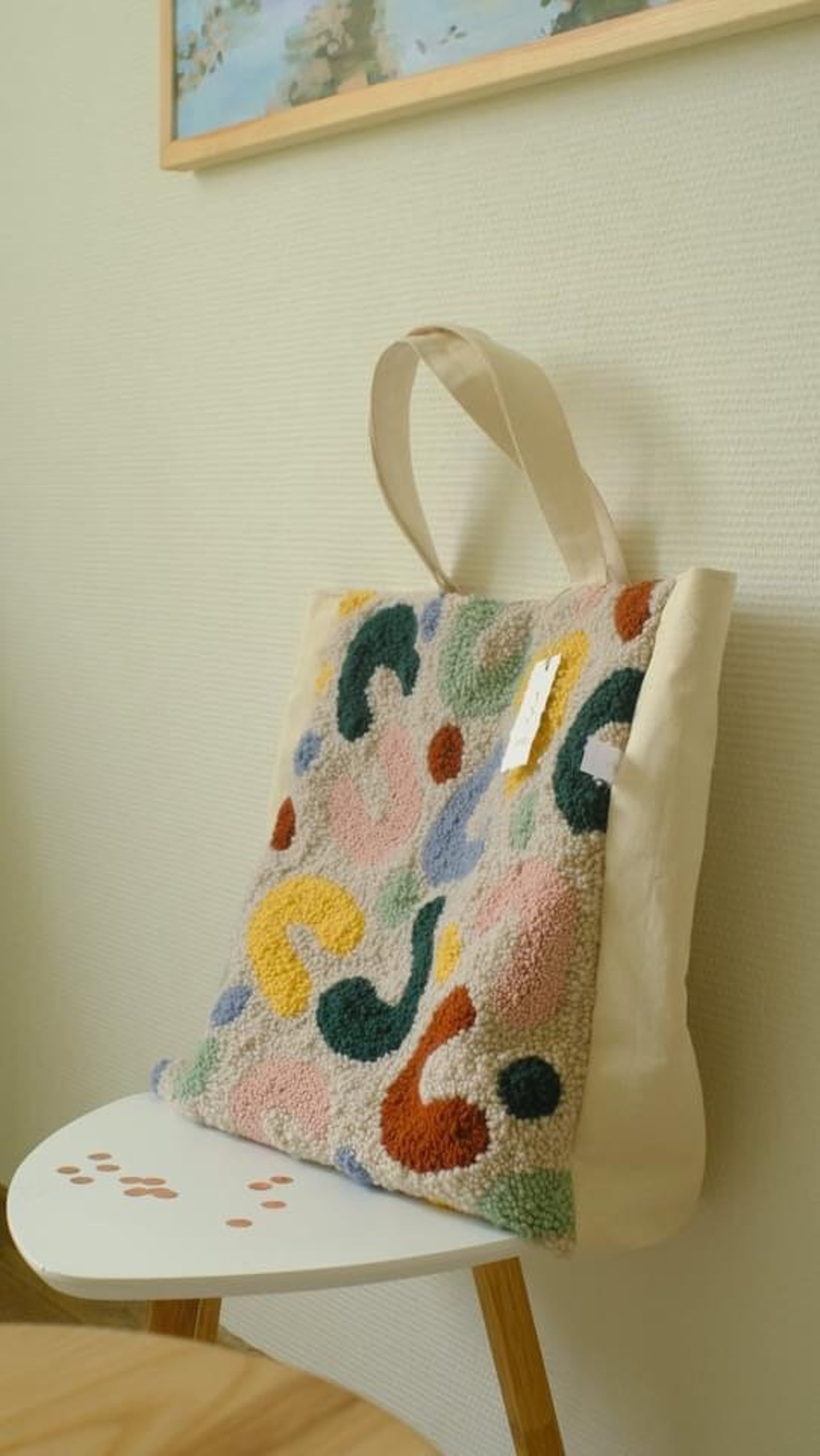 Punch Needle Tote Bag Punch Needle Abstract Pattern Tote Etsy